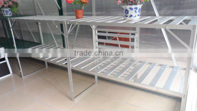 Free standing 2 layers aluminum greenhouse shelving, individual stands HX56212 series