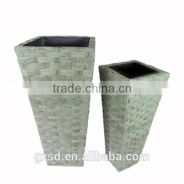 Large RATTAN Tall Planter Square paper rope Garden large outdoor planters