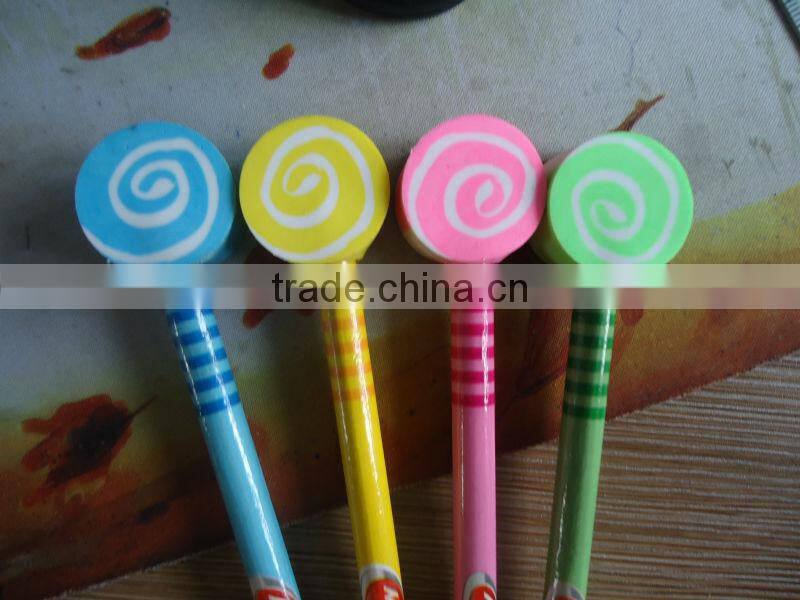 cartoon pencil with eraser/ wooden penci with animal eraser