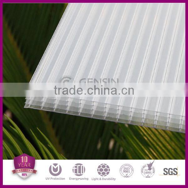 10mm Five Rectangle Structure Transparent Multiwall Polycarbonate Sheet For Greenhouse Heat Insulation Double UV Protector
