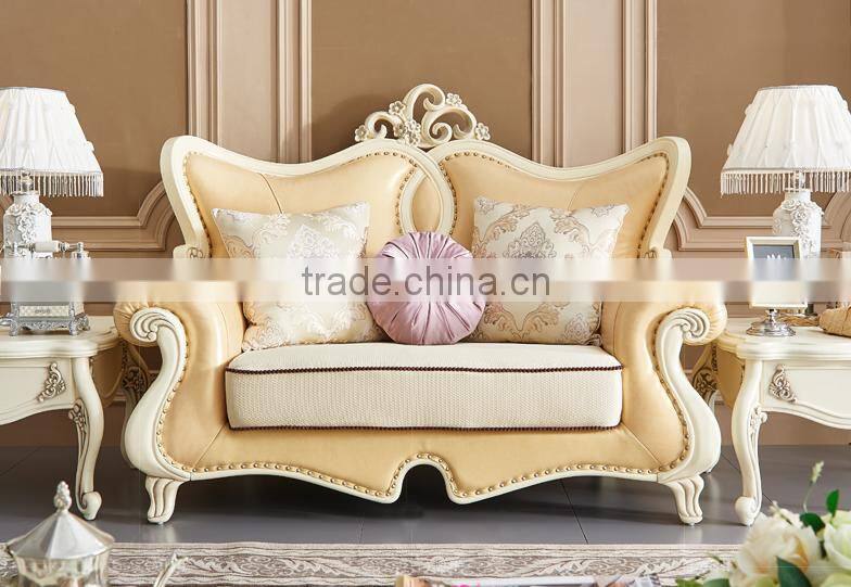 Concise peachblossom carving leather sofa set