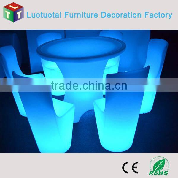 Illuminated commercial led furniture /led dining table & chair set