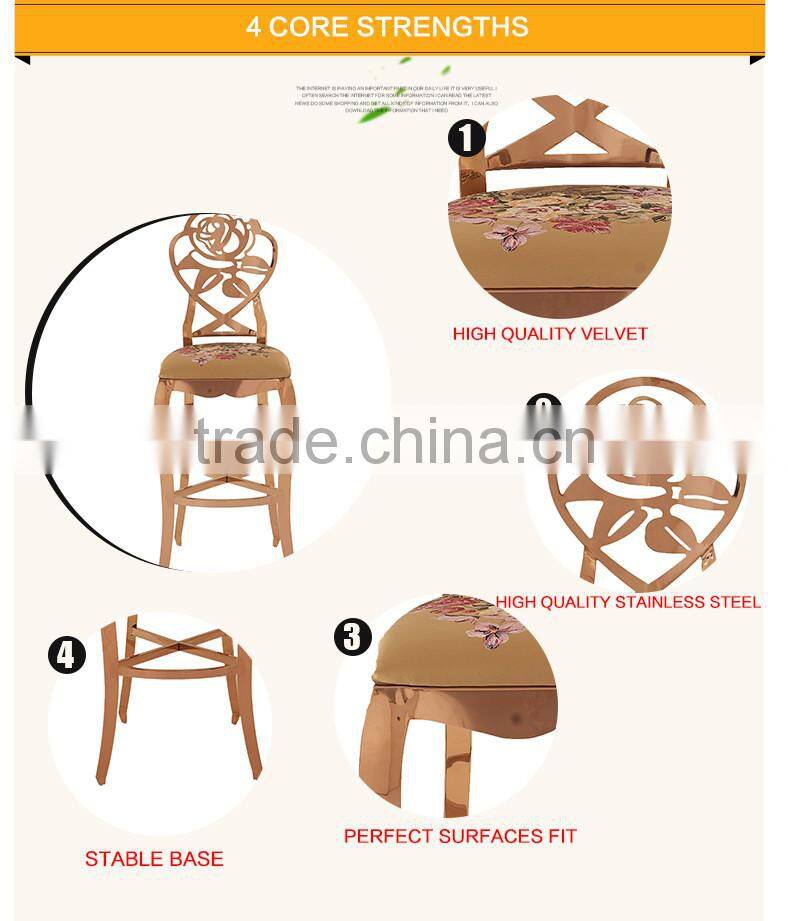 03-1# Modern Relax High Rose Gold Bar Stool Chair Metal