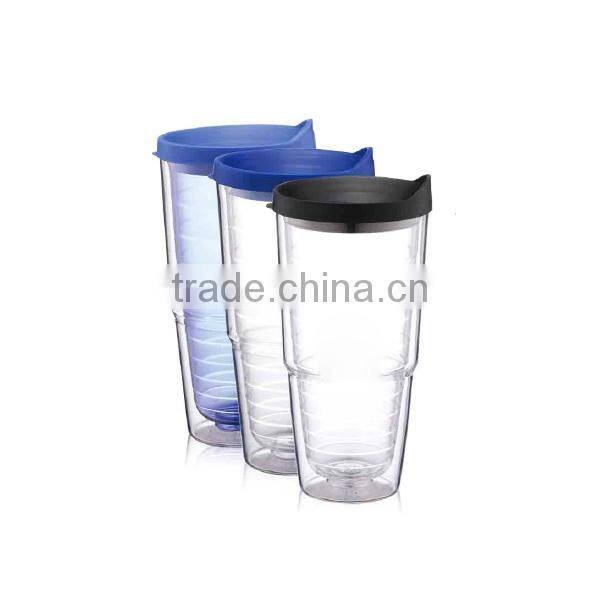 24oz Clear plastic mug with lid
