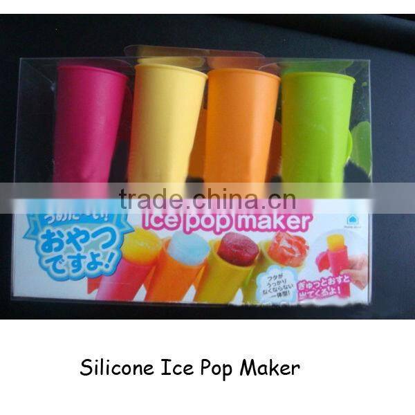 2014 Hot selling food grade automatic silicone ice pop maker / tray /custom silicone ice pop mold