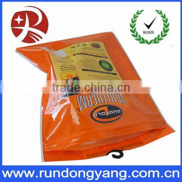 Zipper plastic underwear packaging bags with hanger