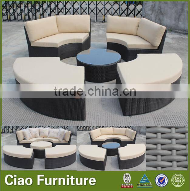 Modern garden sectional sofa furniture outdoor rattan round sofa