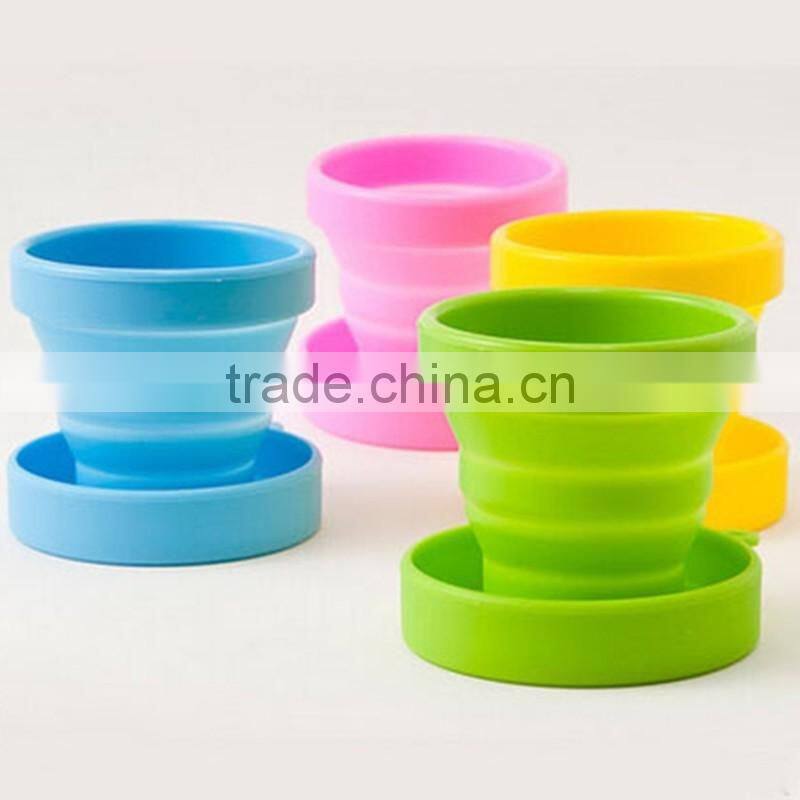 2015 hot sell Customized silicone coffee foldable cup/Easy carry silicone folding cup