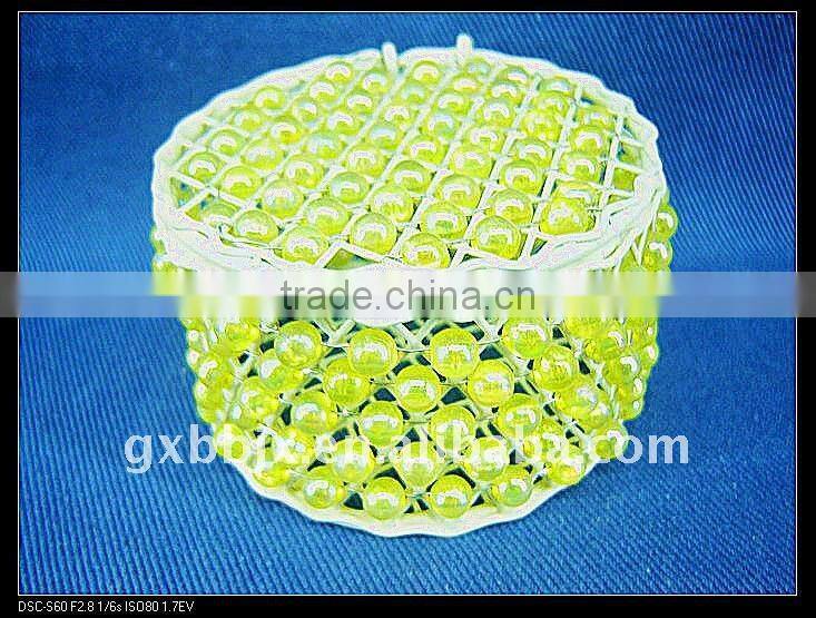 Green pearl round wire stackable storage bin with lid
