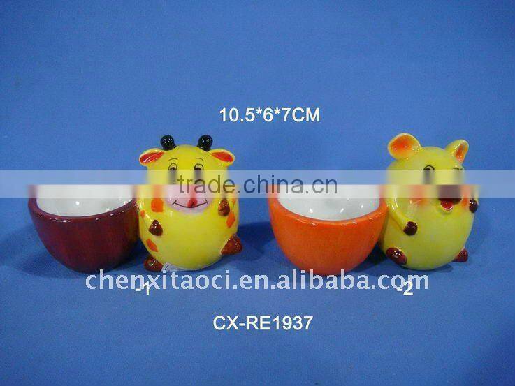 Ceramic rabbit easter egg cup holder