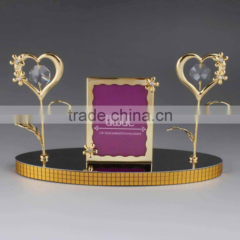 24K gold plated crystal flower heart gift made with swarovski elements