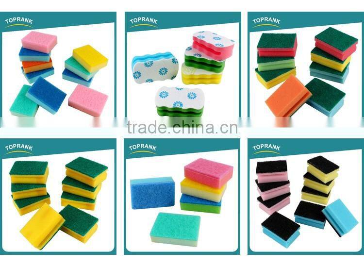 Toprank New Design Printed 4pcs Kitchen Cleaning Sponge Dish Scrubber Pad Nonwovens Sponge Scouring Pad