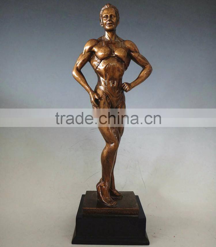 Custom antique bronze bust weightlifting championship trophies