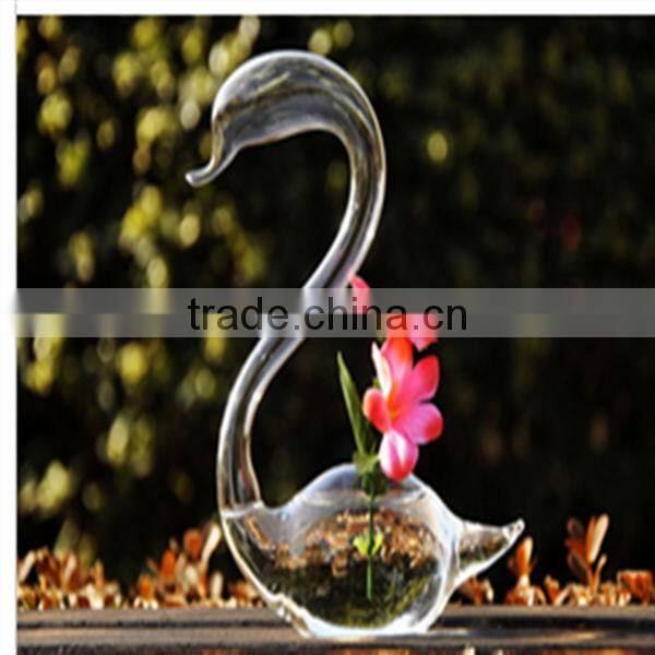 Clear glass vase,glass swans