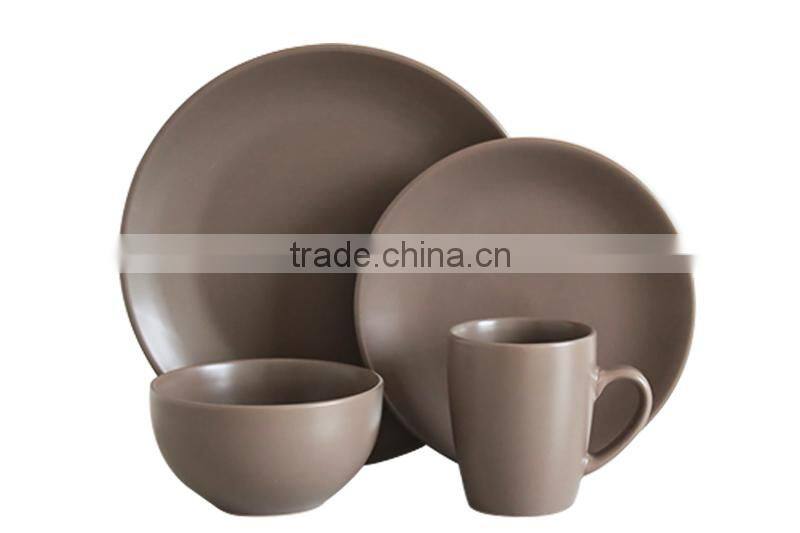 Matt brown color glaze stoneware dinner set made in China