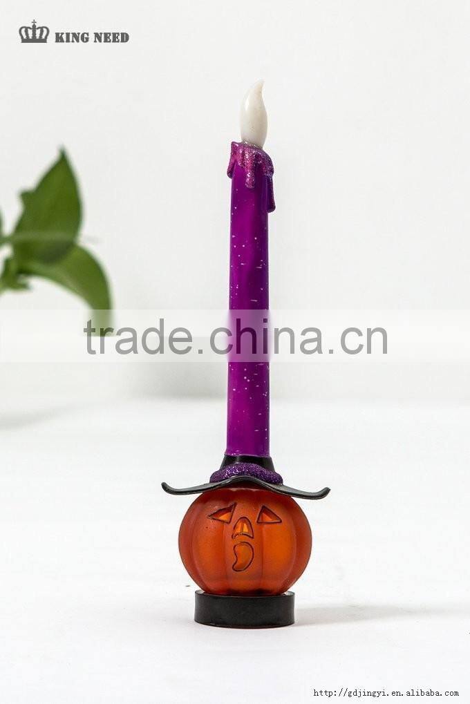 latest artificial acrylic LED candle light pumpkin shape base halloween decorations