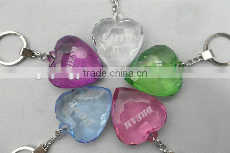 2017 New style acrylic hanging decoration heart shape diamond key ring