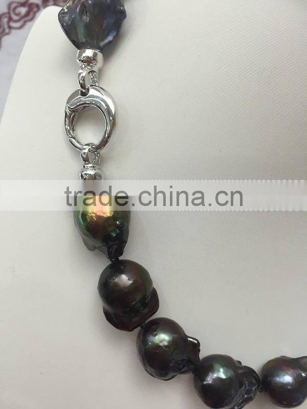 18-19 mm black baroque freshwater pearl necklace