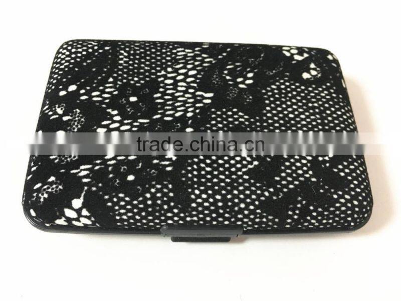 Flocking leather & Aluminium Business Credit Card Holder RFID wallets