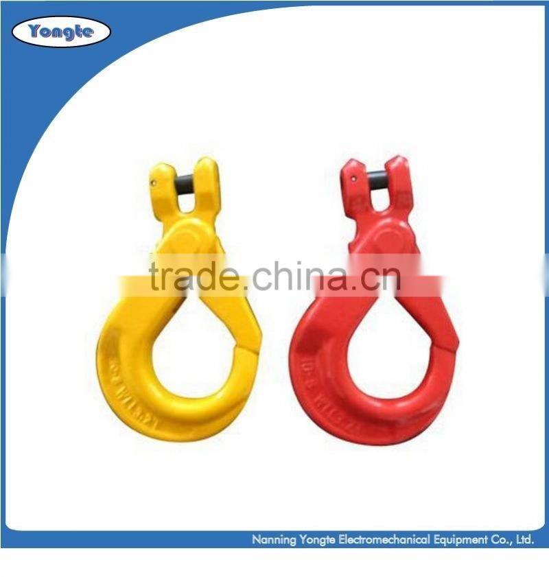 G80 european type clevis hook self-locking ,forged lifting safety hook for chain