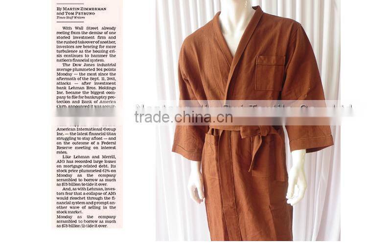 Brown Bathrobe For Women Spa Cmfortable Cotton Waffle Bathrobe Winter Warm Long Sleeve Pajamas