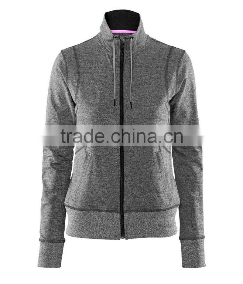 wholesale sport fitness clothing women plain slim fit hoodie jacket