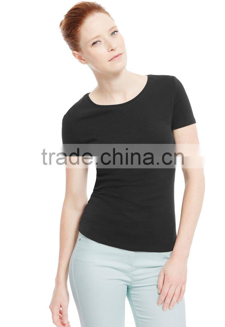 Cheaper basics blank cotton women red t-shirt
