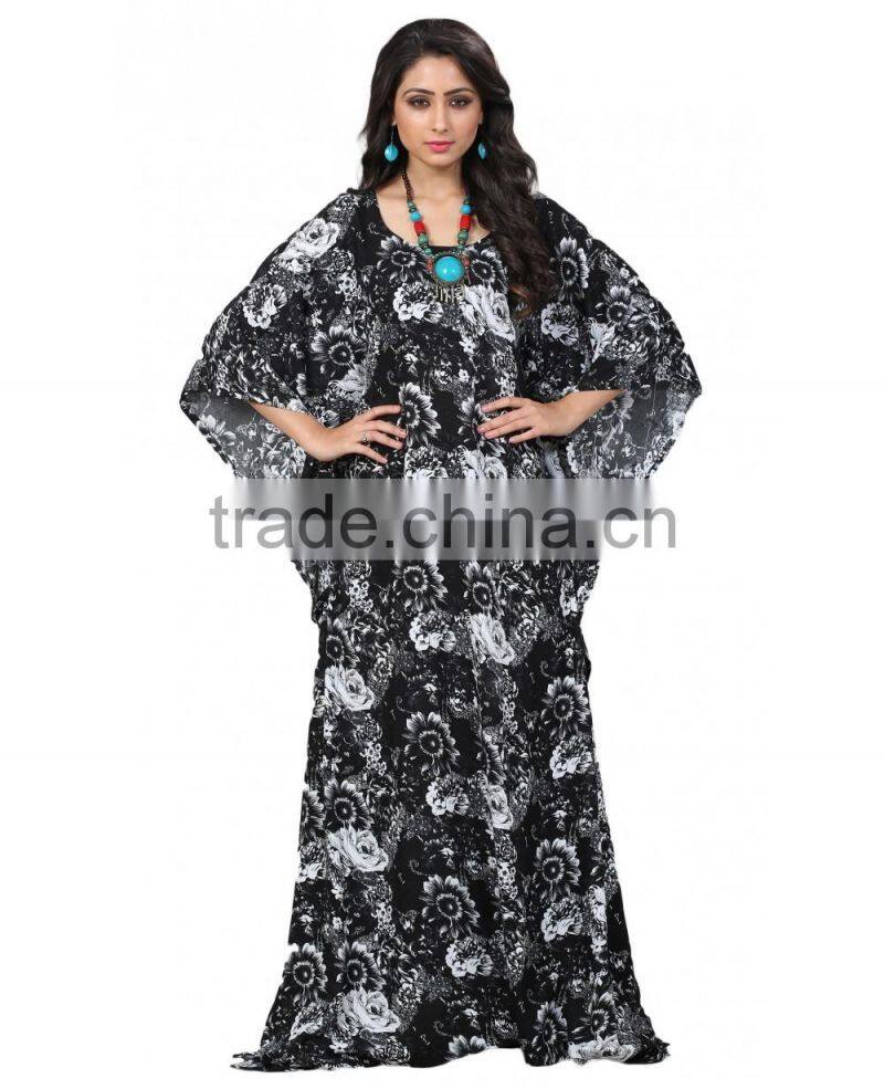 Indian Girls Kaftan Sexy Wear Poncho Fashionable Caftan Dress Poly Silk Girls Long Kaftan