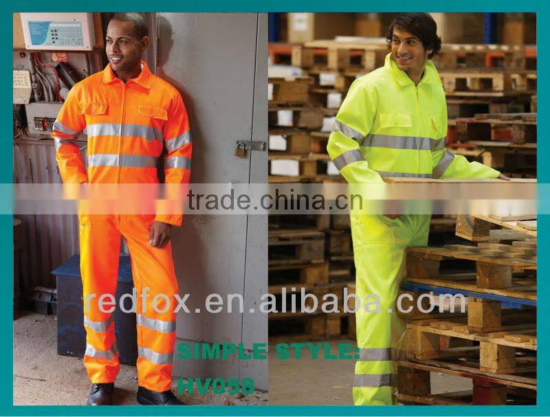 high visibility reflective safety work wear overall