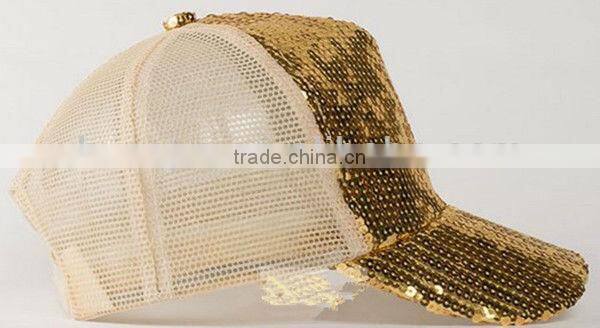 Custom blank paillette snapback trucker cap