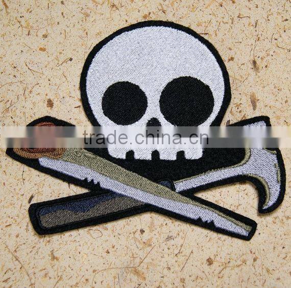 2017Customized cool skull Embroidery Patch, virious skull Embroidered Patch