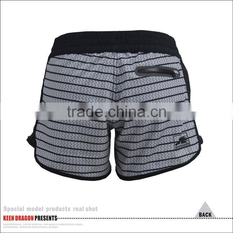 Dark Grey Strip Female Running Shorts zip Style Mma shorts