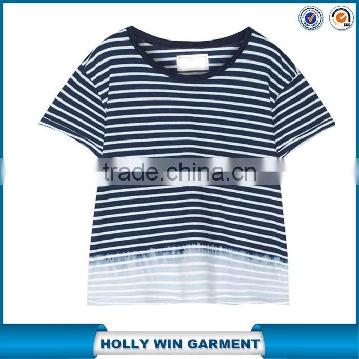 The Freshman dip-dyed light-blue and white wholesale striped t-shirt