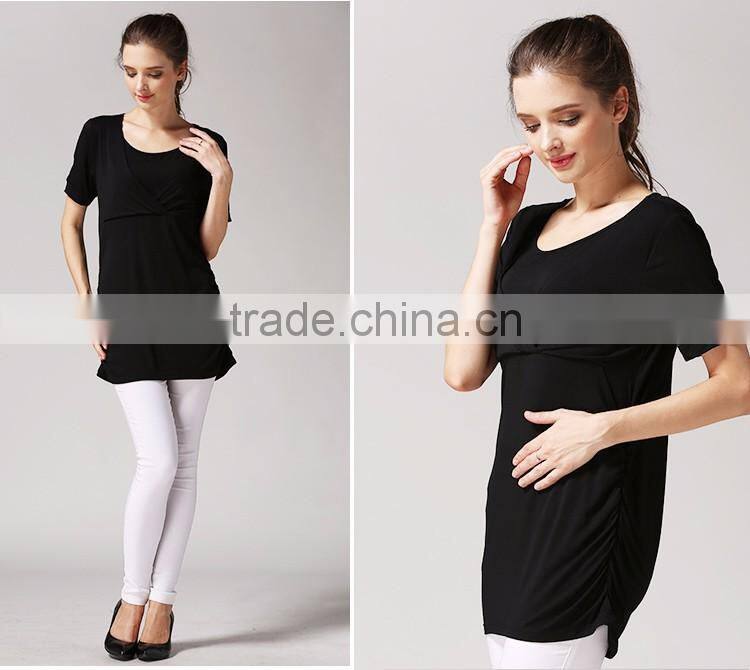 Wild Short Sleeve Nursing Clothes Solid Breastfeeding Clothing Small Fresh Pregnant Women T-shirts