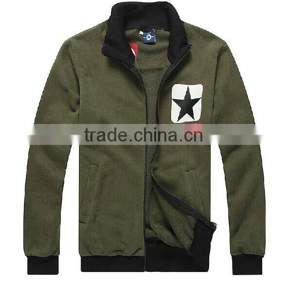 Winter Autumn New Arrival Fleece Pure Cotton Long Sleeve Jacket With Rib Collar & Cuff & Bottom Hoodie Without Hood