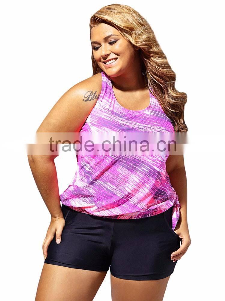 China Factory Price Custom Hot Fat Women Two-Piece Swimming Wear Suit