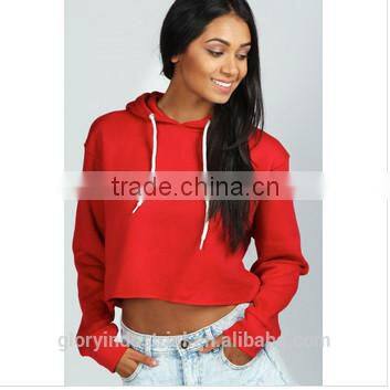 Sexy crop top plain women's cheap hoodies/sweatshirts