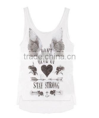 Fashion Street Personality Pattern water print women tank top(White)