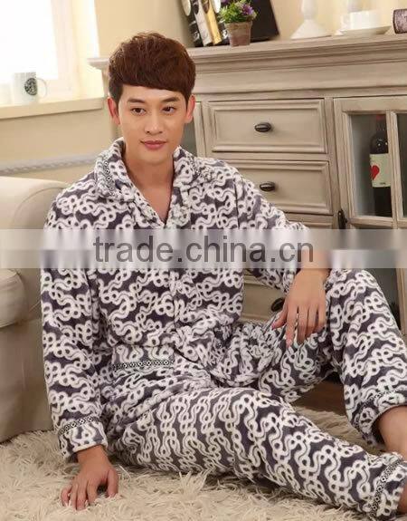 2015 Wholesale Mink Cashmere Men Winter Pajama Set