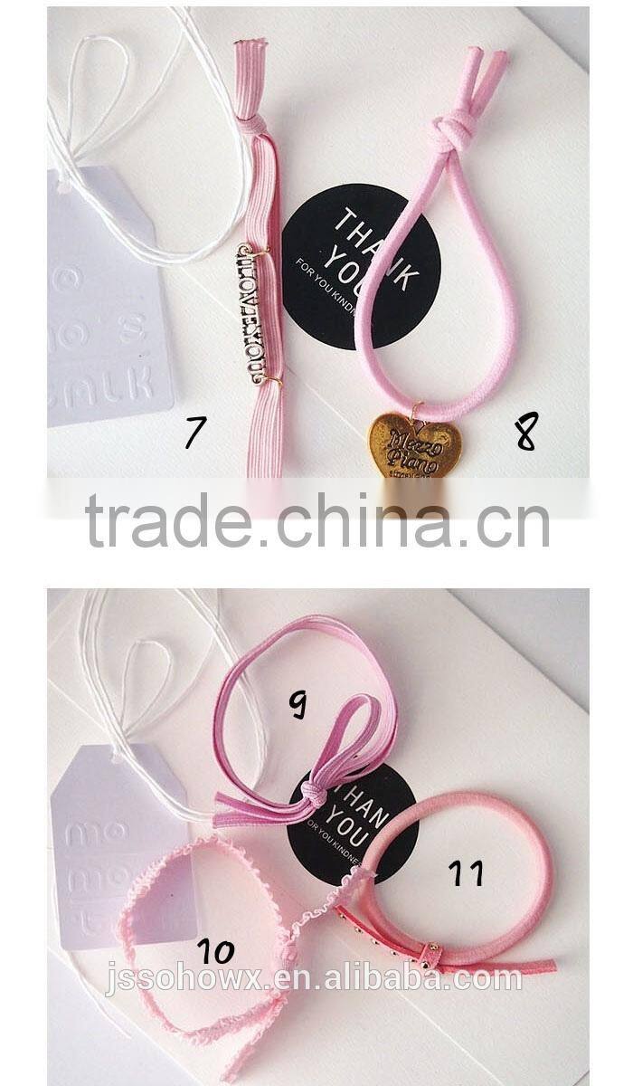 2017 Alibaba Wholesale Pink Charm Knotted Hair Tie Set