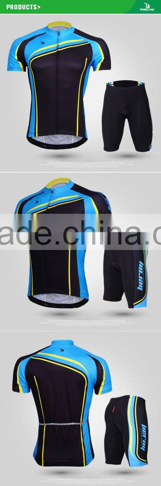 BEROY 2016 latest men's short sleeve cycling suit with padded shorts,cheap china wholesale bike clothing