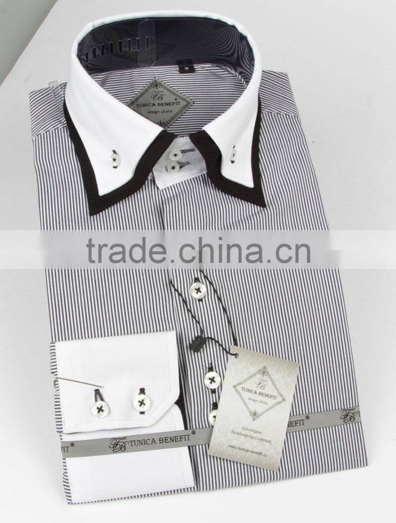 contrast color double collar button down dress shirts