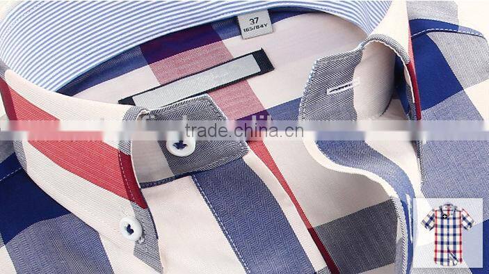 Latest design Egyptian cotton Italian short sleeve plaids plaids casual men shirt
