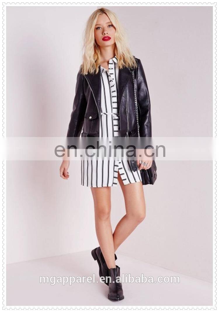 ladies modern sexy chic monochrome striped secretary shirt dresses
