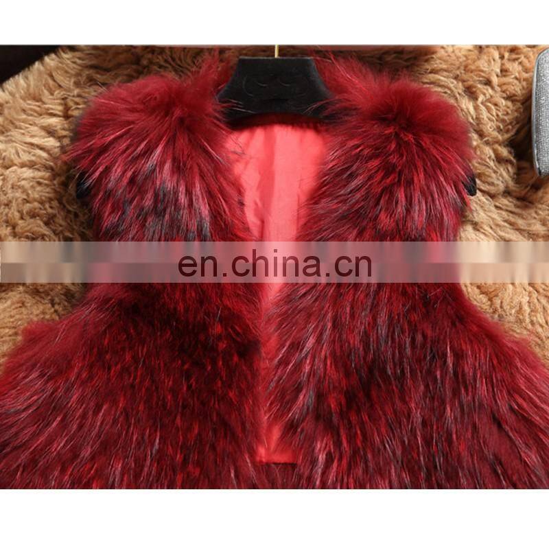 Europe pattern new fur clothing boutique ladies raccoon fur vest