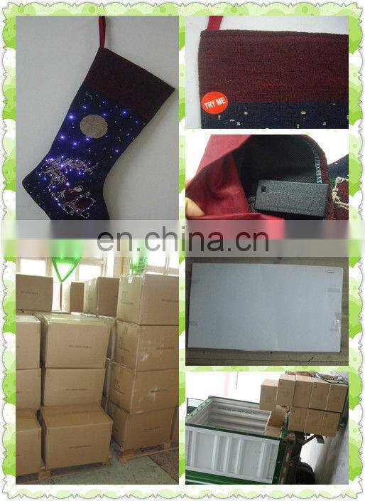 jacquard christmas stocking wall decoration with LED lights