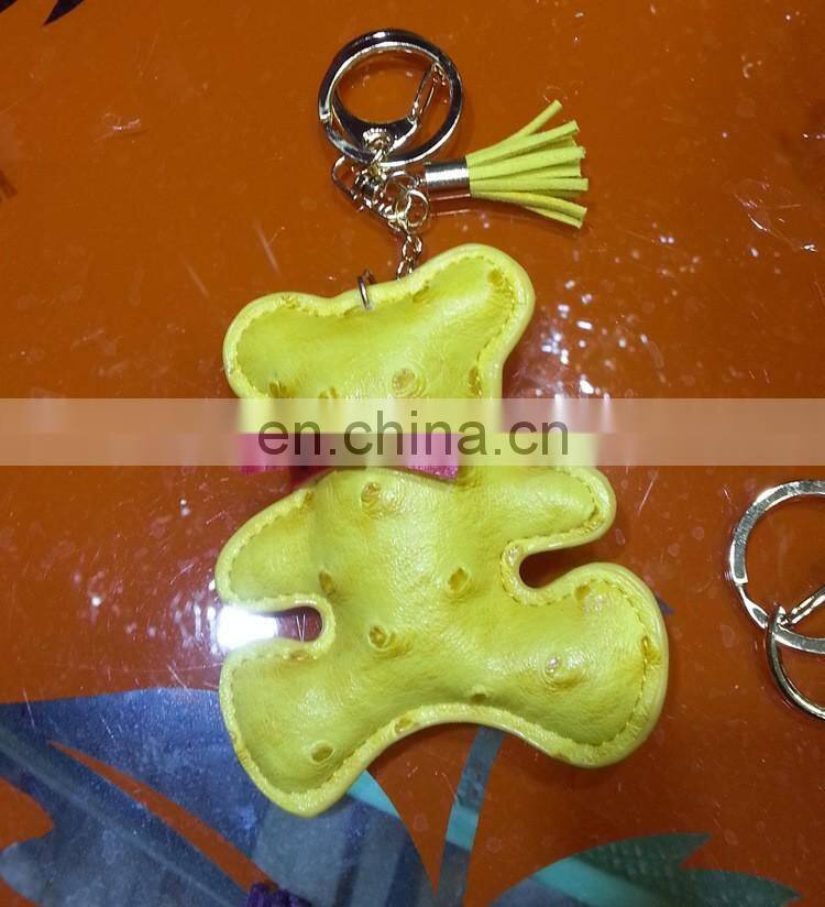 Handmade Leather Keychain Car Animal Key Chain Women Bag Charm Pendant Bag Accessories