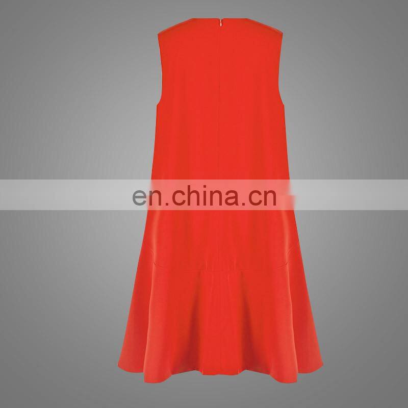 Yong Lady Korean Style Casual Dress Fashion Sleeveless Fancy Irregular Hem Women Dress