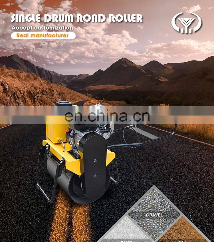 Hand-held single wheel manual vibration road roller compactor for trench backfill