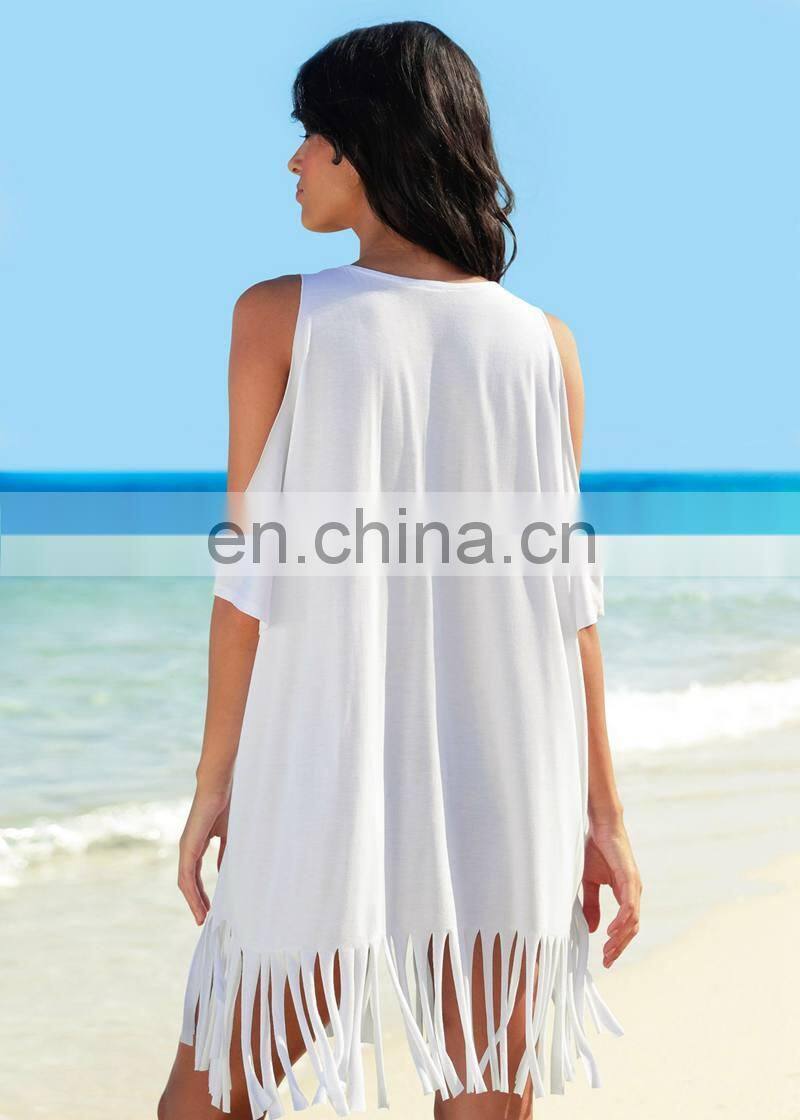 2019 Dress Womens Tassel Letters Print Baggy Swimwear Bikini Cover-UPS Beach Dress vestidos de fiesta #25 Dropshipping